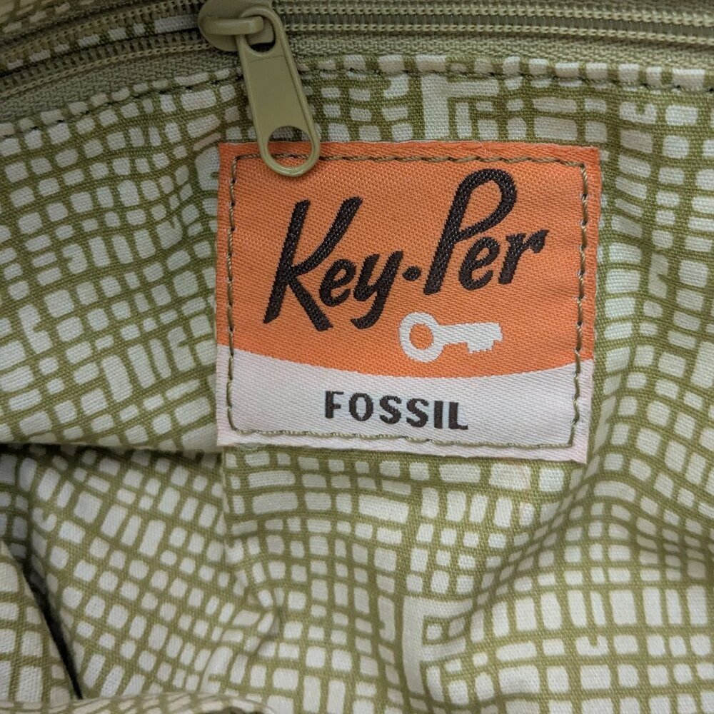 Vintage Fossil KeyPer Vibrant Floral Coated Canvas and Brown Leather Tote Should - Picture 13 of 16